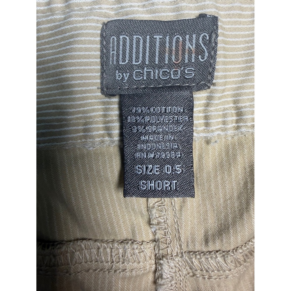 Chicos Additions Tan Pinstripe Bermuda Shorts Womens 0.5 Short Stretch Cotton - Picture 3 of 10